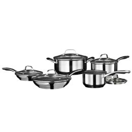 Stainless Steel Non-Stick 10-Piece Cookware Set with Stainless Steel Handles