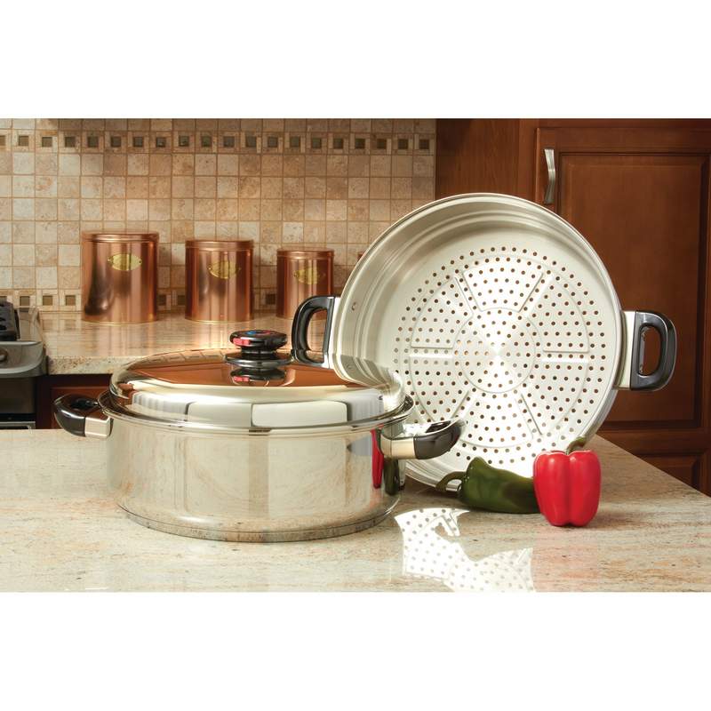 Precise Heat T304 Stainless Steel Oversized Skillet, Steamer and Cover