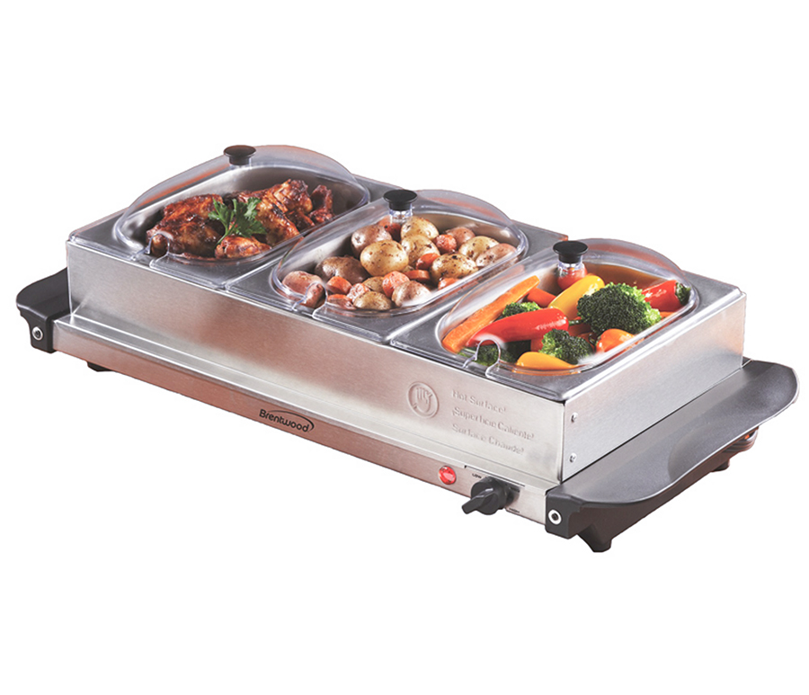 Brentwood Appliances BTWBF315  4.5-Quart 3-Pan Buffet Server & Warming Tray