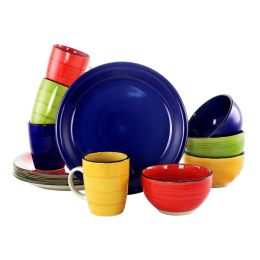 Gibson Home Color Vibes 12 Piece Handpainted Stoneware Dinnerware Set