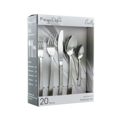 MegaChef Baily MEGA-MCFW-BAILY-SILVER 20 Piece Flatware Utensil Set, Stainless Steel Silverware Metal Service for 4 in Silver