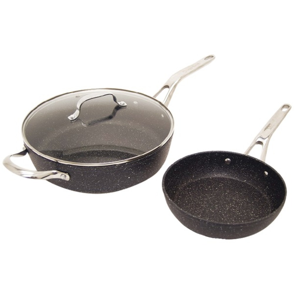 THE ROCK by Starfrit  The ROCK by Starfrit 3-Piece Cookware Set with Riveted Cast Stainless Steel Handles
