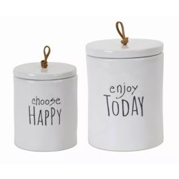 Canister (Set of 2) 5.75"H, 7.25"H Stoneware