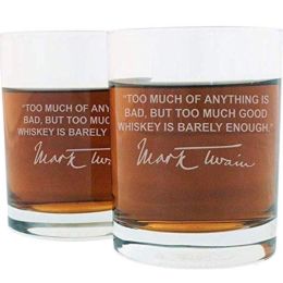 Mark Twain Famous Quote Etched Quote Whiskey Glass