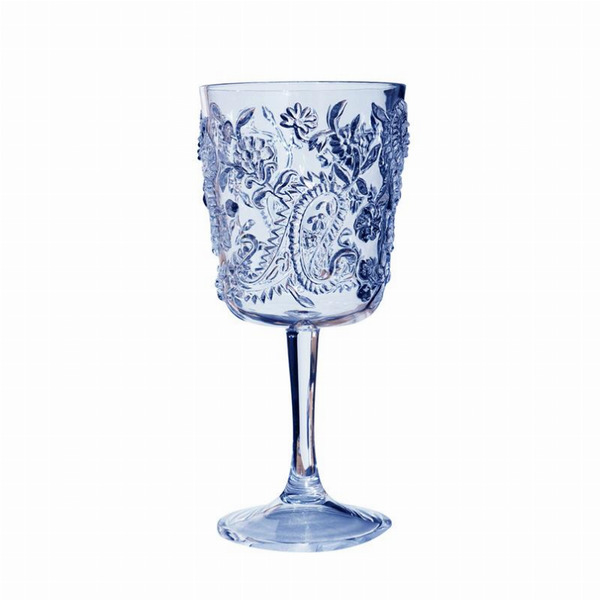 Acrylic Paisley Wine Glass - Blue 13 oz. Set of 4