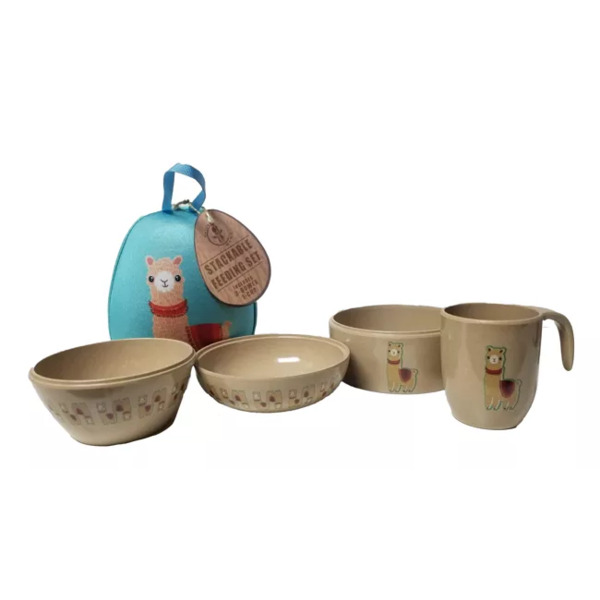 Refresh-A-Baby Stackable Eco-Friendly 4 Piece Nature Bowl Cup Set (Llama)