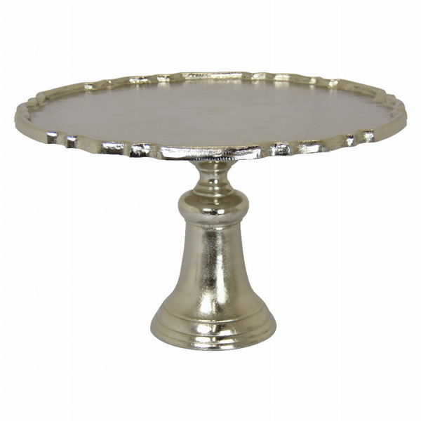 Plutus Brands Cake Stand in Silver Metal