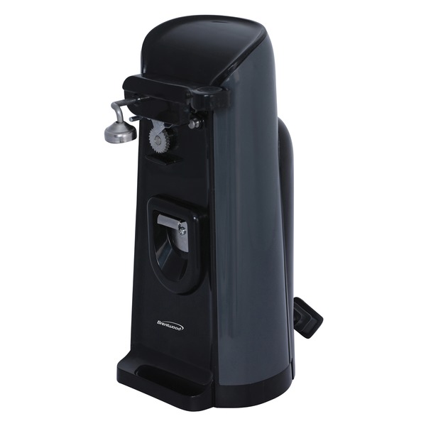 Brentwood Appliances J-30B Tall Electric Can Opener with Knife Sharpener and Bottle Opener (Color: Black)