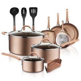 Kitchenware Copper Pots and Pans Set (Set: 14 Piece)