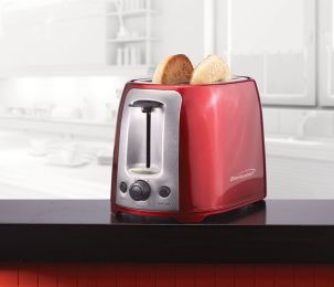 Brentwood Appliances Cool-Touch 2 SliceToaster with Extra-Wide Slots (Color: Red & Stainless Steel)