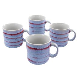 Meritage Blurry II .01 Round Stoneware 19 Ounce 4 Piece Mug Set (Color: Red)