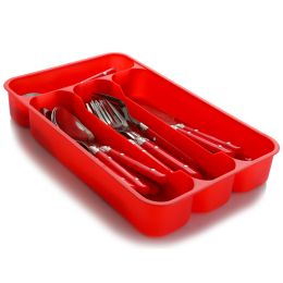 Gibson Casual Living 24 Piece Flatware Set with Storage Tray (Color: Red)