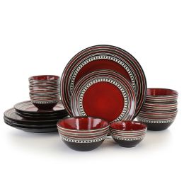 Gibson Elite Caf and eacute; Versailles 16 Piece Double Bowl Dinnerware Set (Color: Red)