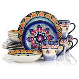 Elama Zen Mozaik16 Piece Dinnerware Set (Color: Blue)
