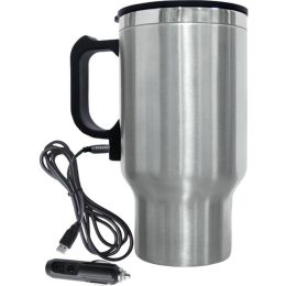 Brentwood Appliances Heated  16 Ounce Travel Mug with 12-Volt Car Adapter (Color: Stainless Steel)