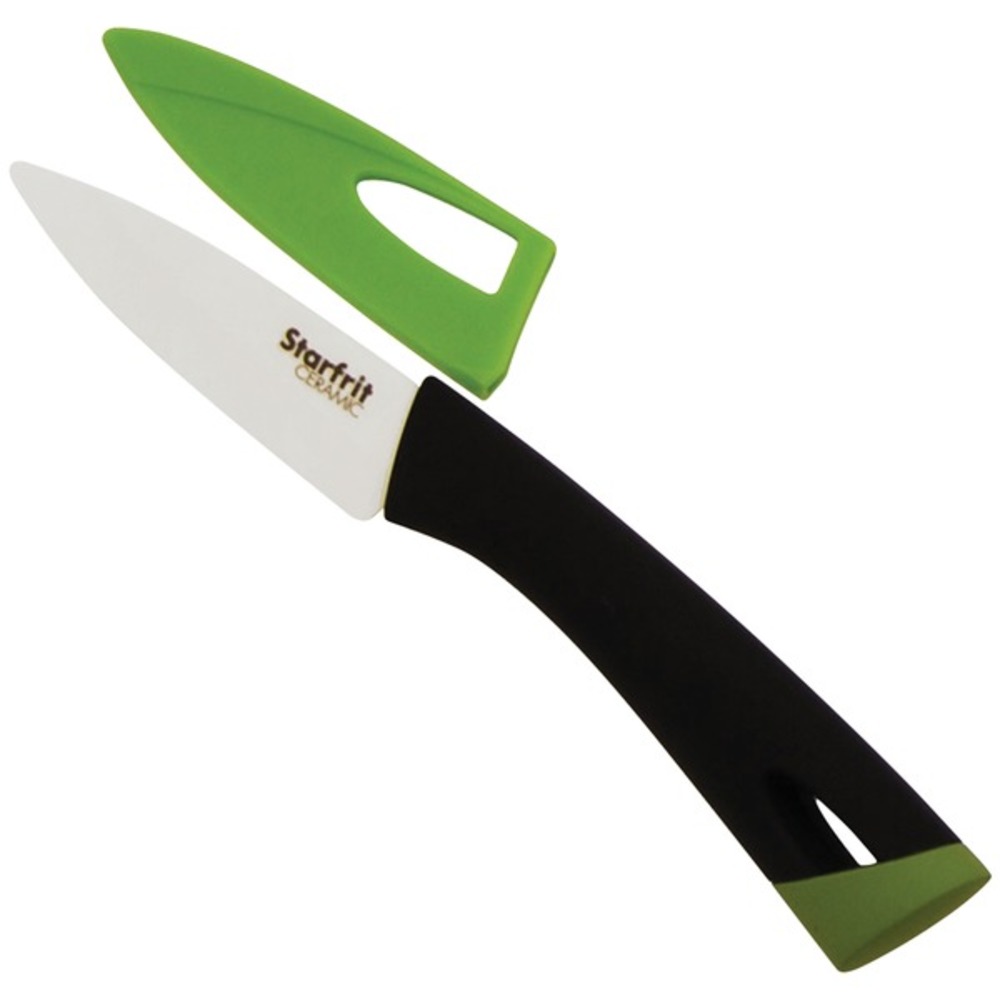 Starfrit Ceramic Paring Knife (Color: Black & Green, size: 3 Inch)