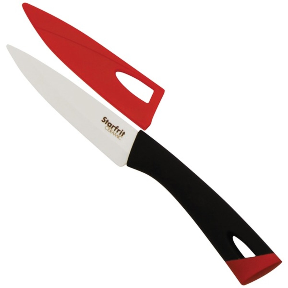 Starfrit Ceramic Paring Knife (Color: Black & Red, size: 4 Inch)